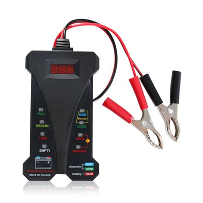 Shkalacar Car Battery Tester, 12V Tester Automotive Tester Digital Auto Battery Analyzer Charging Cranking System Tester for Truck Marine Motorcycle SUV Boat