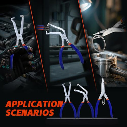 3-Pc Auto Electrical Disconnect Pliers Kit | 8" Straight & 60° Angle Electrical Disconnect, 9" Lock-Ring Plier, Connector & Snap-Ring Removal Tool for Cars, Storage Box - color: 3pcs Set-1