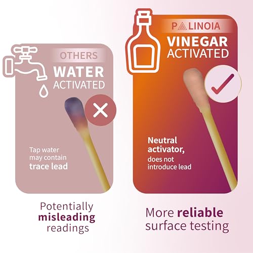 Lead Test Kit Vinegar Activated: 30 Swabs Rapid Lead Testing Swabs with 30-Second Results for Lead Paint, Household Surfaces, Dishes, Ceramics, Toys, Jewelry, Metal & Wood