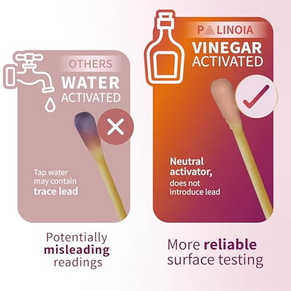 Lead Test Kit Vinegar Activated: 30 Swabs Rapid Lead Testing Swabs with 30-Second Results for Lead Paint, Household Surfaces, Dishes, Ceramics, Toys, Jewelry, Metal & Wood