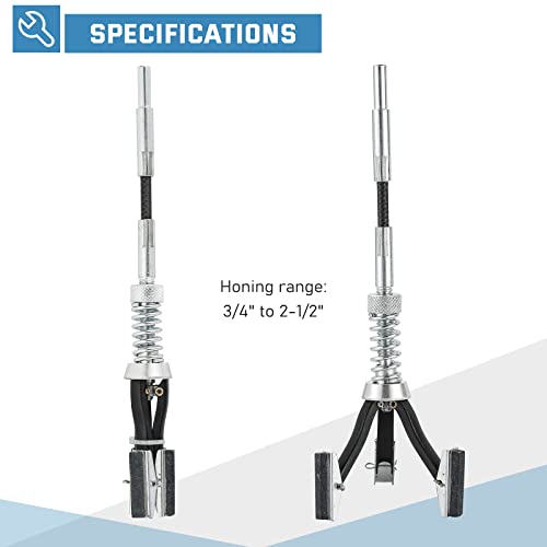 ATPEAM Engine Cylinder Hone Tool Adjustable Deglazer Set for Grinding Holes from 3/4" to 2-1/2" Diameter with Extra 3-Piece 1-1/8" Long Stones 220 Grit - size: 1-1/8''
