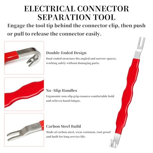 2Pcs Electrical Disconnect Pliers Set Electrical Connector Separator Tool | Automotive Electrical Connector Removal Tool for Locking Push Tab Plugs, Straight and Angled Pliers for Tight Spaces - size: 2pcs