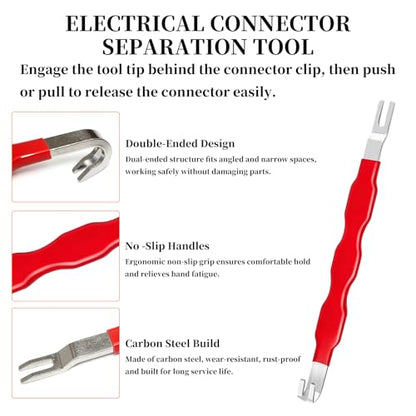2Pcs Electrical Disconnect Pliers Set Electrical Connector Separator Tool | Automotive Electrical Connector Removal Tool for Locking Push Tab Plugs, Straight and Angled Pliers for Tight Spaces - size: 2pcs