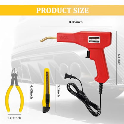 Car Plastic Welder, Vehicle Plastic Welding Kit with 200PCS Hot Welding Staplers ＆ Carry Case, Portable Automotive Bumper Crack Repair Welder Gun Set, Universal for SUV Sedan RV