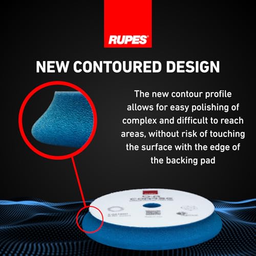 RUPES 9.DA150H Pack of 1 Blue D-A Coarse Cutting Foam Pad 150mm | Ideal for Paint Correction & Gloss Enhancement | Mild to Severe Defect Removal | Compatible with 5" Backing Plate - size: Coarse 150mm, style: Pack of 1