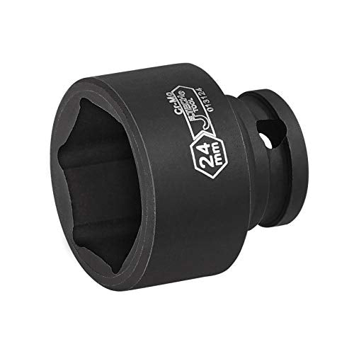 Jetech 3/8 Inch Drive 24mm Standard Impact Socket, Heat-Treated Chrome Molybdenum Alloy Steel, 6-Point Design, Metric, Anti-Rust Finish for Pneumatic & Electric Impact Wrench - size: 24mm