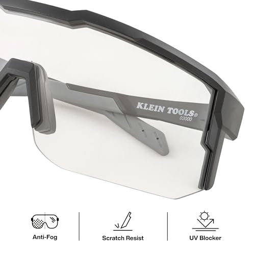 KLEIN TOOLS Blade Safety Glasses, ANSI Z87.1+, Anti-Fog/Scratch-Resistant,99.9% UV Protection, Class-1 Clarity Lens - color: Clear