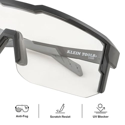 KLEIN TOOLS Blade Safety Glasses, ANSI Z87.1+, Anti-Fog/Scratch-Resistant,99.9% UV Protection, Class-1 Clarity Lens - color: Clear