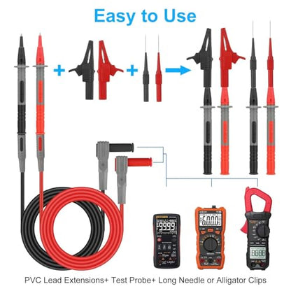 26PCS Multimeter Leads, Back Probe Kit, Multimeter Test Leads Kit with Alligator Clips, Replaceable Wire Piercing Probes, Test Hooks, Back Probe Pins for Digital Electrical Testing