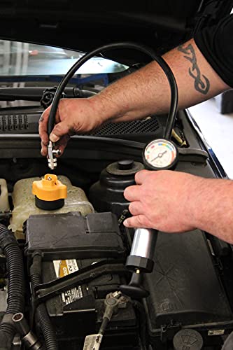 Mityvac MV4530 Automotive Cooling System Pressure Test Kit, Hand-Operated, Push-Button Valve, Self-Locking Quick-disconnects, Includes 4 Radiator/Coolant Bottle-Neck Adapters, Custom Molded Case