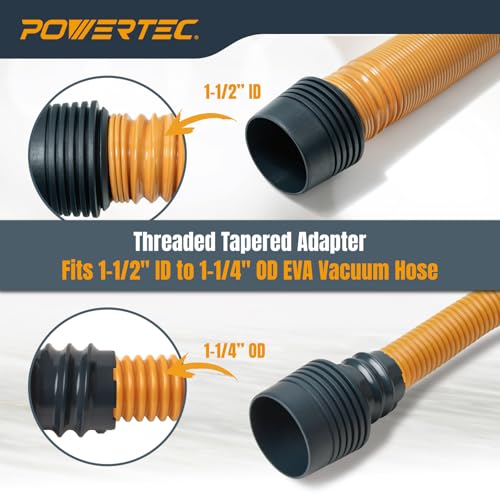 POWERTEC Power Tool Hose Kit with 20’ Vacuum Hose, 4 Quick Change Adapters & Threaded Coupler – Dust Collector Hose Kit for Connecting Table Saw, Power Tools to Shop Vacuums and Dust Collection System - size: 20 Ft. Hose Kit