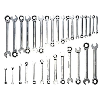 Wiha 30392 31-Piece Ratcheting Wrench Set – SAE & Metric, 12-Point Box and Open Ends, Full Drawer Tray