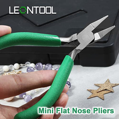Flat Nose Pliers Smooth Jaw Precision Small Jewelry Beading Making Tool Mini Pliers with Green PVC Handle for Wire Bending Warpping Straightening Shaping Professional DIY Hand Tools - style: Flat Nose Pliers