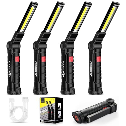 LED Rechargeable Work Light with Magnetic Base Hanging Hook, 360° Rotate 5 Modes, Mechanic Flashlight for Car Repair, Grill, Outdoor, Emergency, Tight Spaces - Tool Gifts for Men (4 Pack) - size: 4 Pack