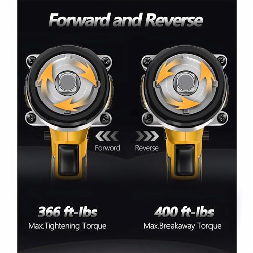 NEWONE Crodless Impact Wrench with 2.0AH Battery, 370 Ft-lbs (500N.m) Impact Gun 1/2 inch,20V Powered Brushless Motor Wrench with 6pcs Drill/Driver Bits,4 Sockets,Charger - color: Yellow Impact Wrench