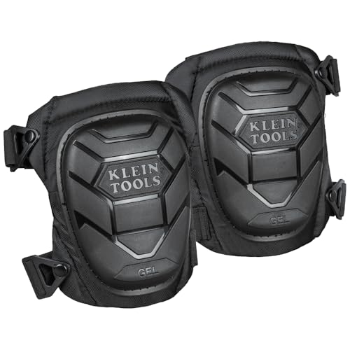 KLEIN TOOLS 60895 Knee Pads for Men and Women, Heavy Duty Semi-Round Stabilizer Gel Knee Pads with Adjustable Elastic Straps, for Construction, Flooring, Gardening, Black - size: Stabilizer