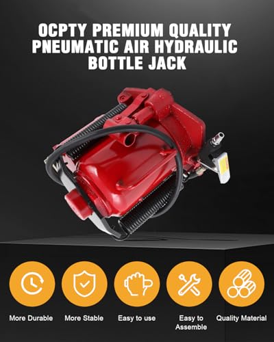 OCPTY 30 ton (66,000 lbs) Air Hydraulic Bottle Jack, Lifting Automotive | Welded for Repair Vehicle, Pickup, Truck, SUV, Industrial Engineering w/Manual Handle, Red
