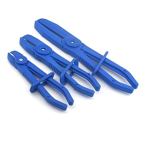 OBTANIM 3 Pack Plastic Hose Pinch Off Pliers Line Clamp Pliers Set Tool for Automotive Flexible Hoses, Gas Lines Radiator Brake Coolant and Fuel Lines (Blue) - color: Blue