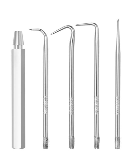 4 Pcs Removable Hook and Pick Set - Interchangeable Hex Handle Automotive Tools for Oil Seal Removal, Gasket Scraper, O-Ring Puller with Replaceable Hook Heads