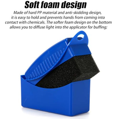 NQEUEPN 2pcs Tire Shine Sponge Pad, Reusable Tire Shine Applicator with Ergonomic Rectangular Box Auto Detailing Wheel Cleaner Car Tire Brush for Car Cleaning Supplies (Blue)