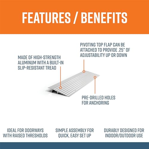EZ-ACCESS - Threshold Ramps for Doorways - Portable Wheelchair Ramp for Home Steps, Aluminum Door Threshold Sliding Doors, and Wheelchair Access - Adjustable Modular Transitions, 1.5" Rise - size: 1.5 Inch
