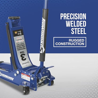 Strongway 3-Ton Long-Reach Low-Profile Professional Floor Jack | Access for lowered vehicles, Professional garage service, Stable lifting, Controlled positioning, Shop-ready construction - style: Low profile