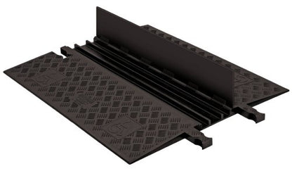 Checkers 3 Channel Low Profile Drive Over Cable Protector with Built in ADA Compliant Ramp, Heavy Duty Loads up to 54,000 Pounds, Polyurethane Construction, Black/Black, GD3X75-B/B - color: Black, style: ADA Compliant