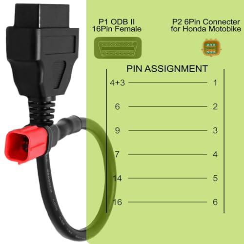 OBD2 OBDII 6 Pin 16 Pin Diagnostic Cable Compatible with Honda Motorcycles - color: per Honda 6Pin