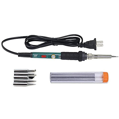 Electric Soldering Iron Kit 60W Adjustable Temperature Welding Soldering Iron with 5pcs Different Tips, 1 Solder Wire 1.0mm Dia. (Soldering Irons) (Upgrade Green) - color: Green