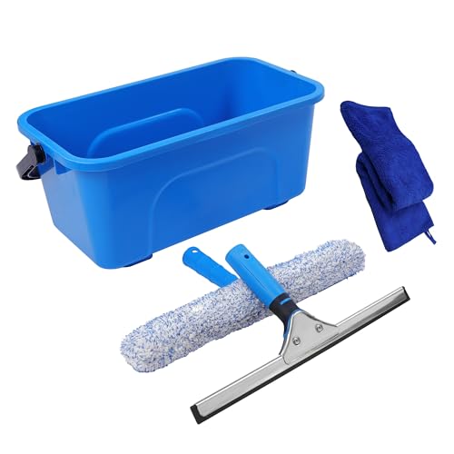 Window Washing Kit,Window Cleaning Squeegee Kit with Bucket | Professional window washing equipment,Squeegee for Window Cleaning,window squeegee for home Outdoor Car Commercial Use - size: 17.7"L x 10.04"W x 7.48"H
