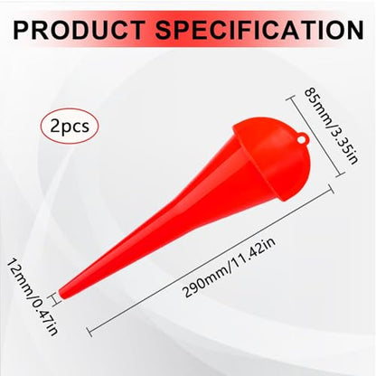 Long-Neck Oil Funnel for Automotive – Multi-Function Plastic Funnel for Oil, Gas & Lubricants – Universal Car Accessory (Red (2-Pack)) - color: Red (2-Pack)