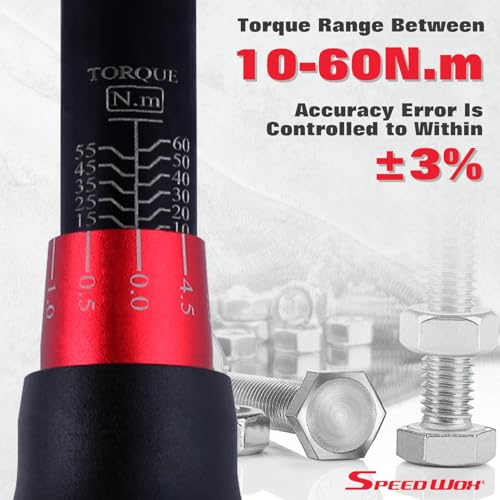 SPEEDWOX 3/8-Inch Drive Click Torque Wrench 72-Tooth Bicycle Torque Wrench Dual-direction Torque Wrenches 72-Tooth Dual Range Scales Torque Wrench with Quick Release Head 10-60 Nm for Bike Motorcycle - size: 3/8"