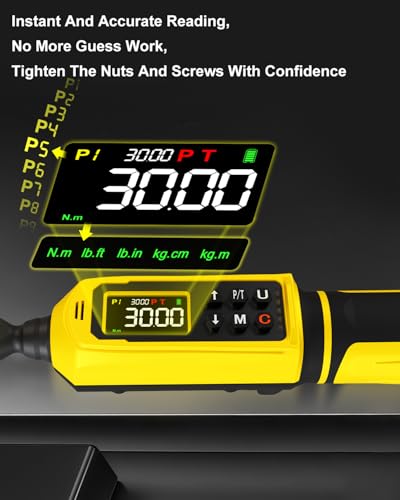 ATsafepro Digital Torque Wrench 1/4 Inch Drive, 4-265.6 in.lbs with Display & 5 Units, ±2% Accuracy, Vibration/Buzzer/LED Alert, Peak/Track Mode, inch Pound Torque Wrench for Bike, Auto, Home Repair - style: 1/4" 4-265.6 IN.LB Digital Torque Wrench
