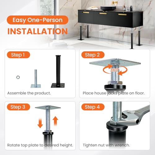 (6-Pack) 11"-16" House Floor Jacks for Leveling, 6,600 lbs Heavy Duty Adjustable Jack Post, Galvanized & Painted Permanent Basement Support Posts for Crawl Space, Joists, Beams and Foundations - size: 11‘’-16‘’（6 pack）