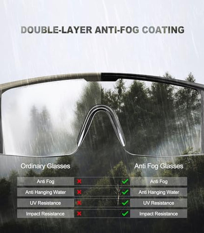 xaegistac Anti Fog Safety Glasses with Side Shields | UV400 Protective Eyewear,Impact Resistant Safety Goggles for Men Women - color: Black Lens and Black Frame