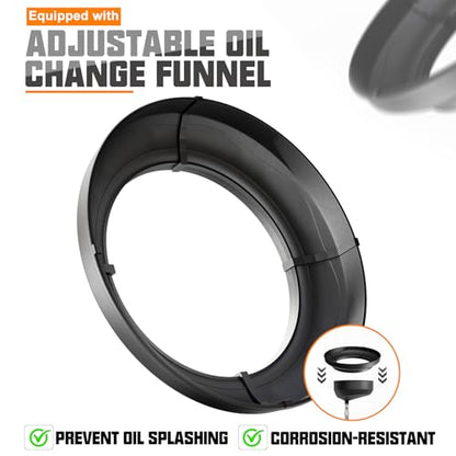18.5 Gallon Industrial Fluid Drain Tank Adjustable Funnel Height | Oil Drain Extractor, Portable Pneumatic, Waste Oil Drain with Wheels