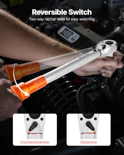 VEVOR 1/4 3/8 1/2 Inch Drive Torque Wrench, 3Pcs Click Torque Wrench Set 20-240IN-LB, 5-45FT-LB, 10-170FT-LB, Dual-Direction Adjustable 72 Tooth for Bicycle, Moto and Car Maintenance - size: 1.7-20 FT.LB, 5-45 FT.LB, 10-170 FT.LB, style: 1/4, 3/8, 1/2-Inc