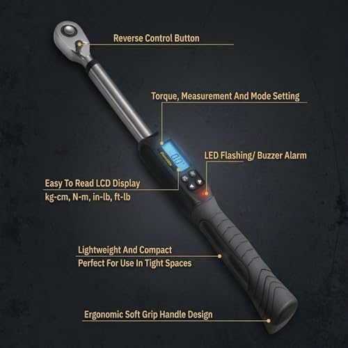 Durofix RM607-4S 1/2 (14.8 to 147.5 ft-lbs.) Digital Torque Wrench with Buzzer and LED Flash Notification ISO 6789 Standards with Certificate of Calibration