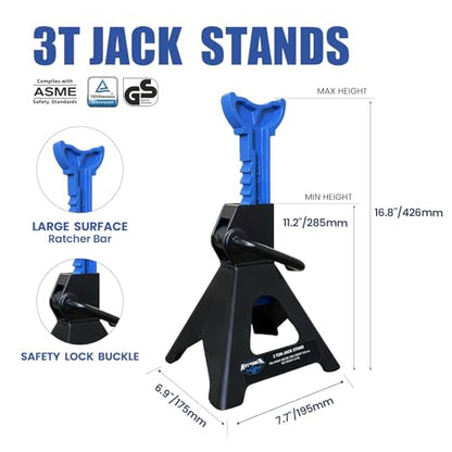 ANTPOWER Jack Stands 3 Ton (6,600 LBs) Heavy Duty Car Jacks Stand,11.2"-16.8" Adjustable Height for Lifting Automotive Small SUV, Pickup 1 Pair - style: basic