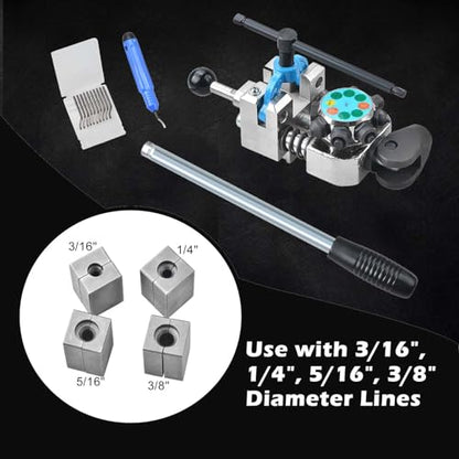 LainKeen Brake Line Flaring Tool Kit for 45 and 37 Degree Single, Double and Bubble Flares,Brake Line and Tubing Flaring Tool for 3/16", 1/4", 5/16",3/8" Tubes