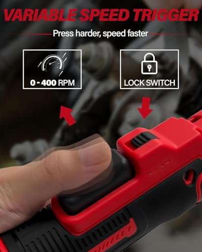 3/8" Cordless Ratchet Wrench for Milwaukee 18V Battery, 45 Ft-lbs(60 N.m) Power Electric Ratchet Tool Kit, Variable Speed Control, 7 Sockets, 1/4"Adapter & 3" Extension Bar (Tool Only)