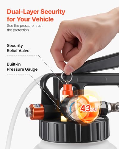 VEVOR Transmission Fluid Pump, 8 L Pneumatic Oil Fluid Extractor, ATF Refill Dispenser Transfer Pump with 15 ATF Adapters, Oil Extractor Dispenser with HDPE Tank for Cars, Boats, Lawn Mowers