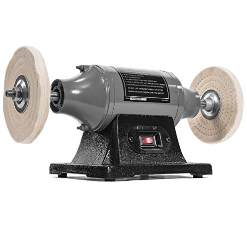 XtremepowerUS 6" Bench Buffer Polisher, 1/2 HP Bench Polishing Machine, Heavy-Duty Metal Buffer Grinder with Dual Buffing Wheels for Stainless Steel, Aluminum, Chrome & Automotive Parts - size: 6" Buffer Grinder