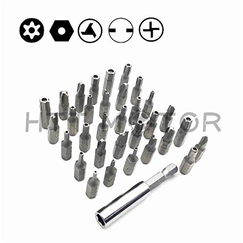 Tamper Proof 33Pc Security Bit Set Phillips Torx Hex Star Spanner Screwdriver [P/N: ET001-33-BK] - size: 33 Piece set