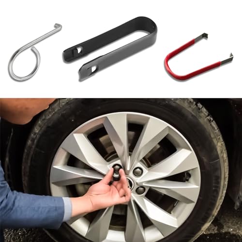 3PCS Car Wheel Lug Cap Removal Tool Set, 3 Type Car Wheel Hub Removal Tool, Auto Wheel Bolt Cap Removal Tool Hook & Nut Caps Lug Puller, Universal Nut Caps Lug Puller for Most Vehicles