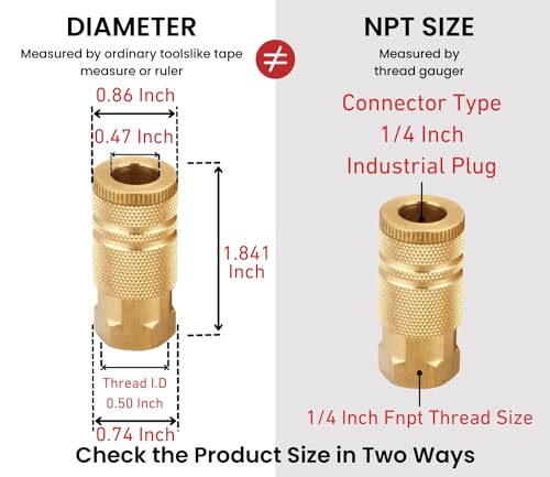 Coupler and Plug Kit, 1/4 Inch NPT, 14 Piece | Industrial Type D, Solid Brass, Quick Connect Air Hose Fittings Set, With Sealant - size: 14 Piece with sealant