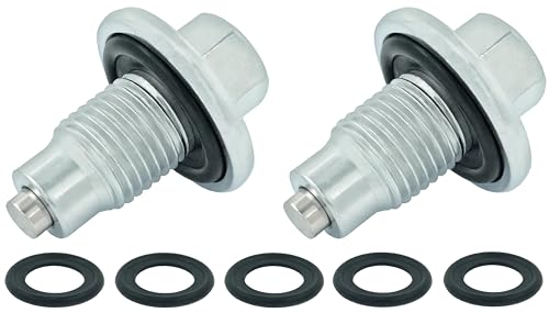 2 PCS M14x1.5 Magnetic Oil Drain Plug Pilot Point With Insert Gasket fit for Ford, Chrysler, Dodge, Jeep, Ram, Jaguar, Land Rover, Chevrolet 090-938CD, 090-115, 65324, 090-161, 6507741AA, F6TZ-6730-BA - size: M14x1.5