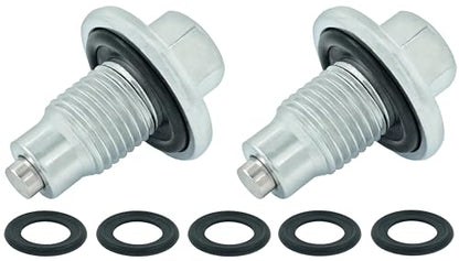 2 PCS M14x1.5 Magnetic Oil Drain Plug Pilot Point With Insert Gasket fit for Ford, Chrysler, Dodge, Jeep, Ram, Jaguar, Land Rover, Chevrolet 090-938CD, 090-115, 65324, 090-161, 6507741AA, F6TZ-6730-BA - size: M14x1.5