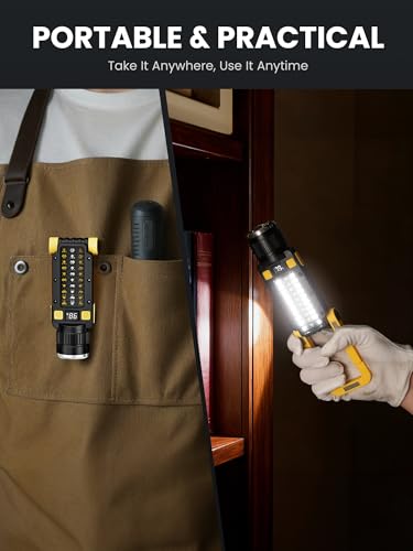Rechargeable LED Magnetic Work Light, Portable Work Lights, 7 Flashlight Modes with 360° Rotating Hook and Carabiner, USB Charging for Camping, Hunting, and Car Repairs,Gifts for Family - size: 1 Pack Yellow