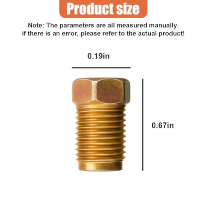 10PCS 3/16 Car Brake Line Fittings, M10 x 1.0 Thread Metric Invert Flare Nut, Steel Car Brake Line Tubing Fittings, Universal Automotive Braking System Parts for Cars/Trucks/SUVs(Gold)